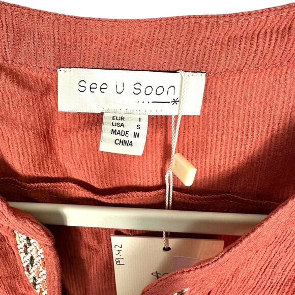 Anthropologie See U Soon Pinkish Brown Top Small - Picture 3 of 4